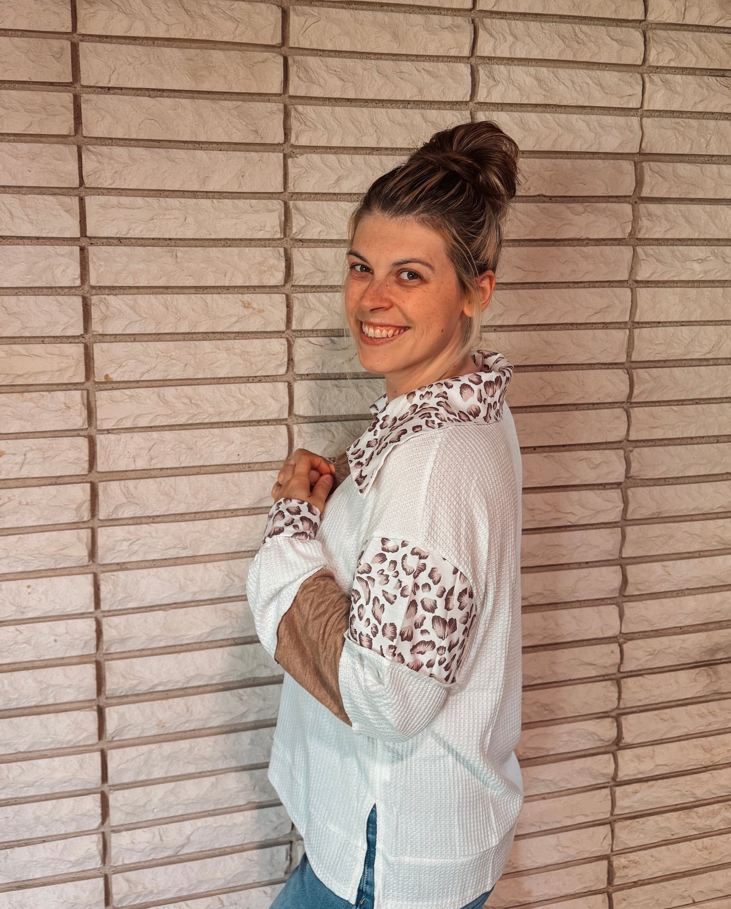 Leopard Patchwork Top