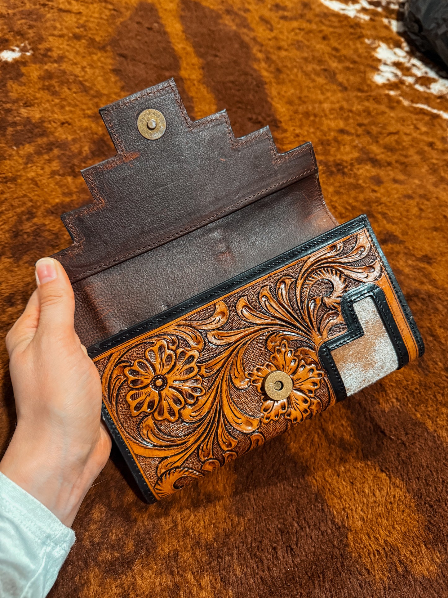 Denise Tooled Leather & Cowhide Wallet