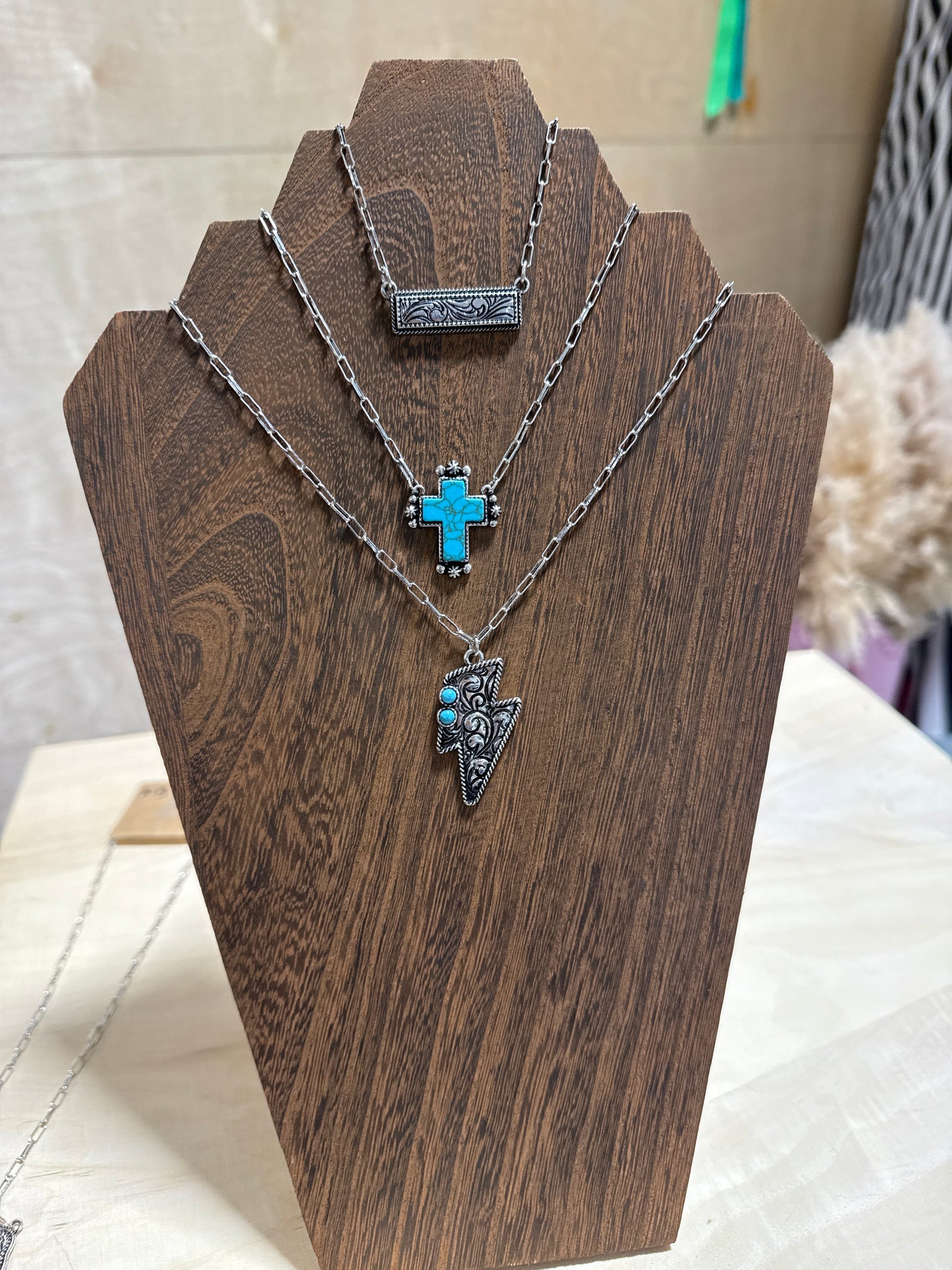 Etched Lightning Bolt Necklace