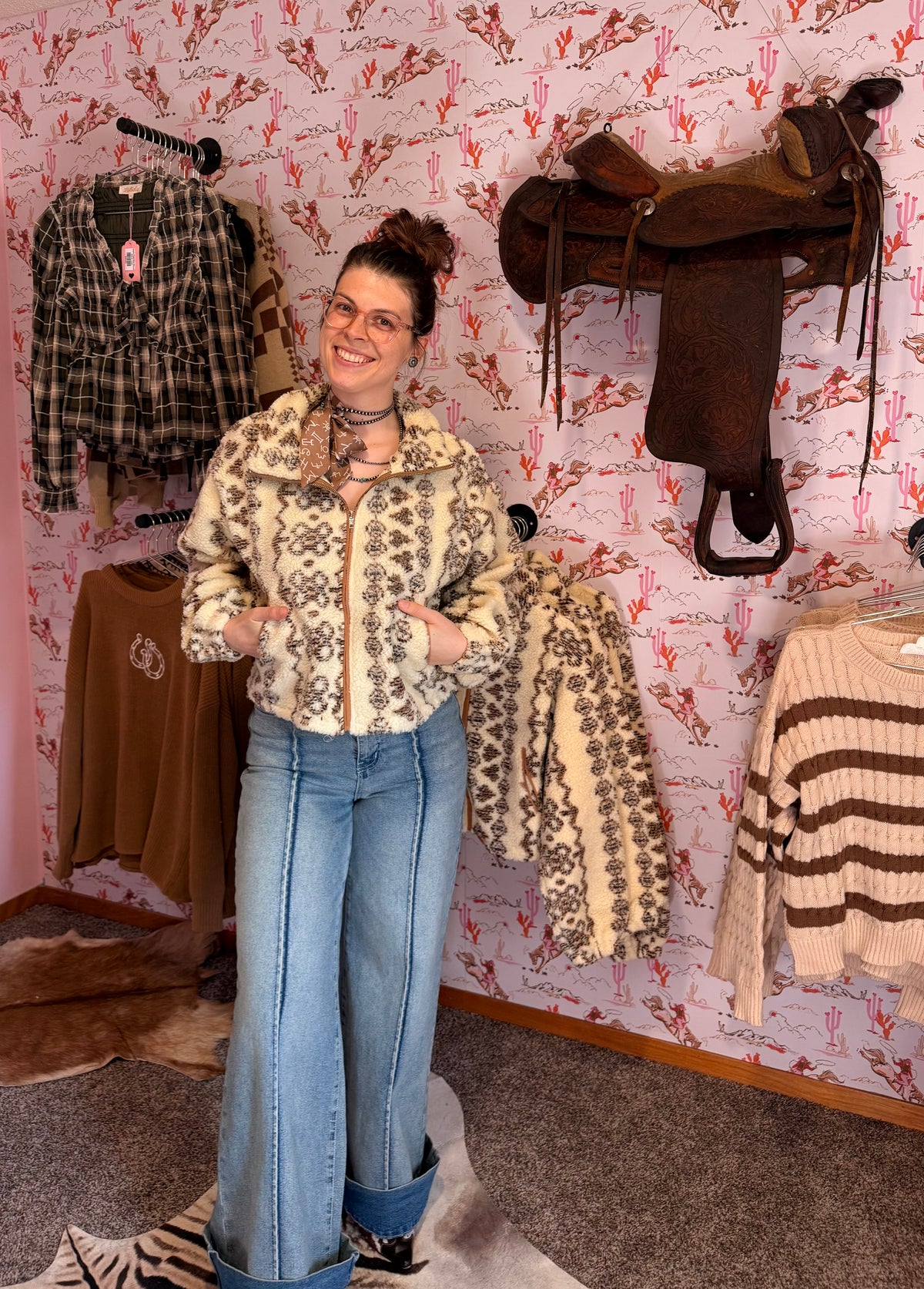 Western Floral Sherpa Jacket
