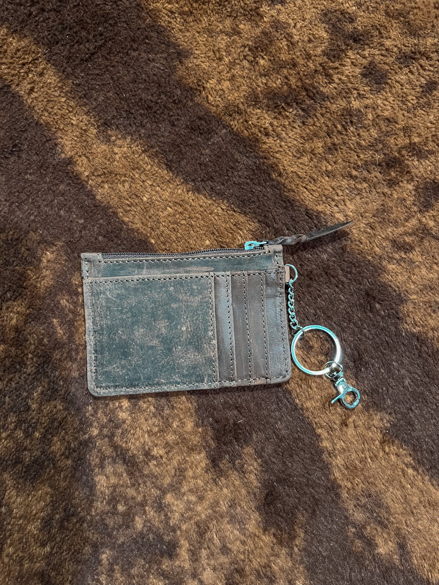 Tooled Leather Cowhide Keychain Wallet
