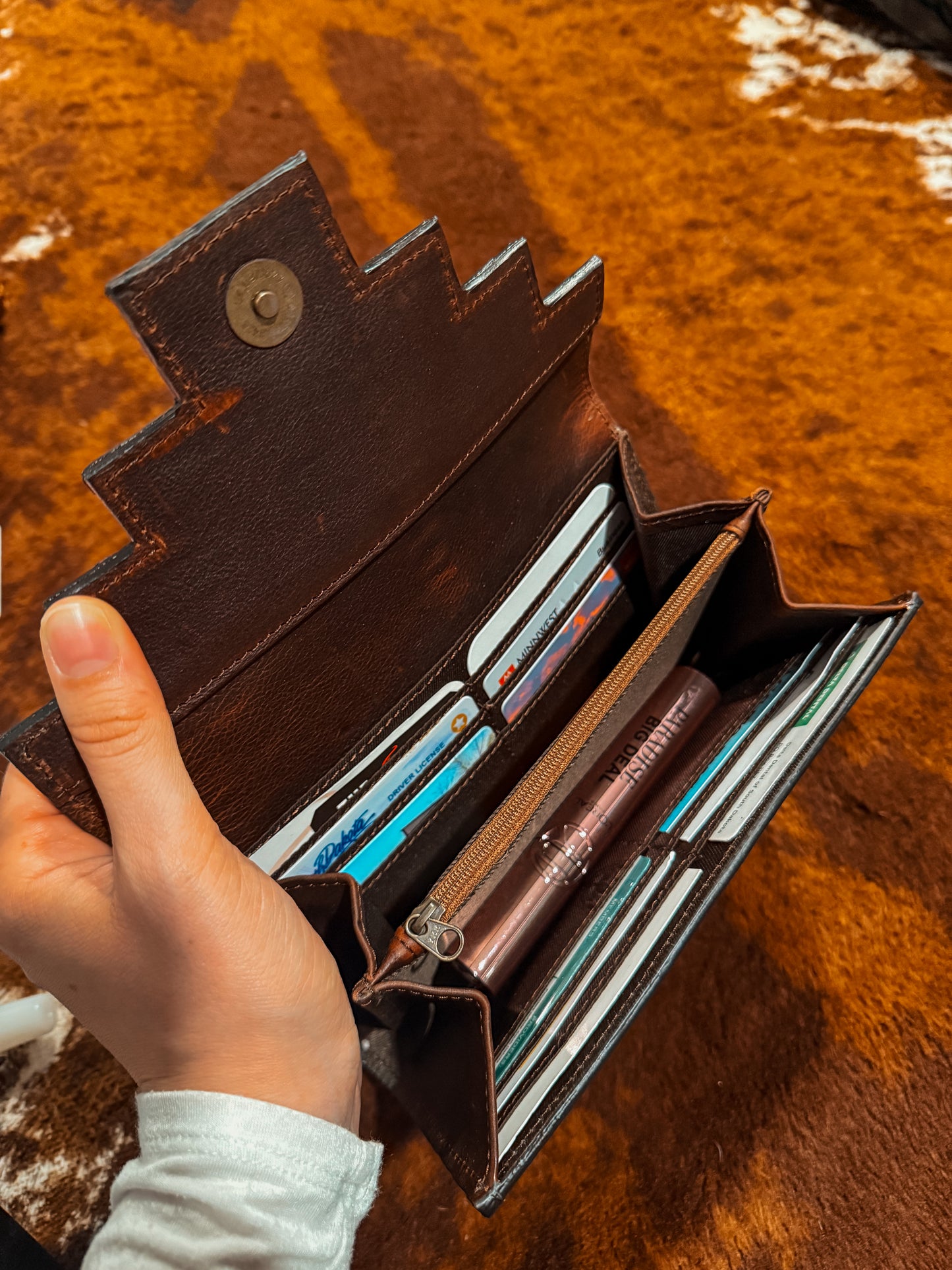 Denise Tooled Leather & Cowhide Wallet
