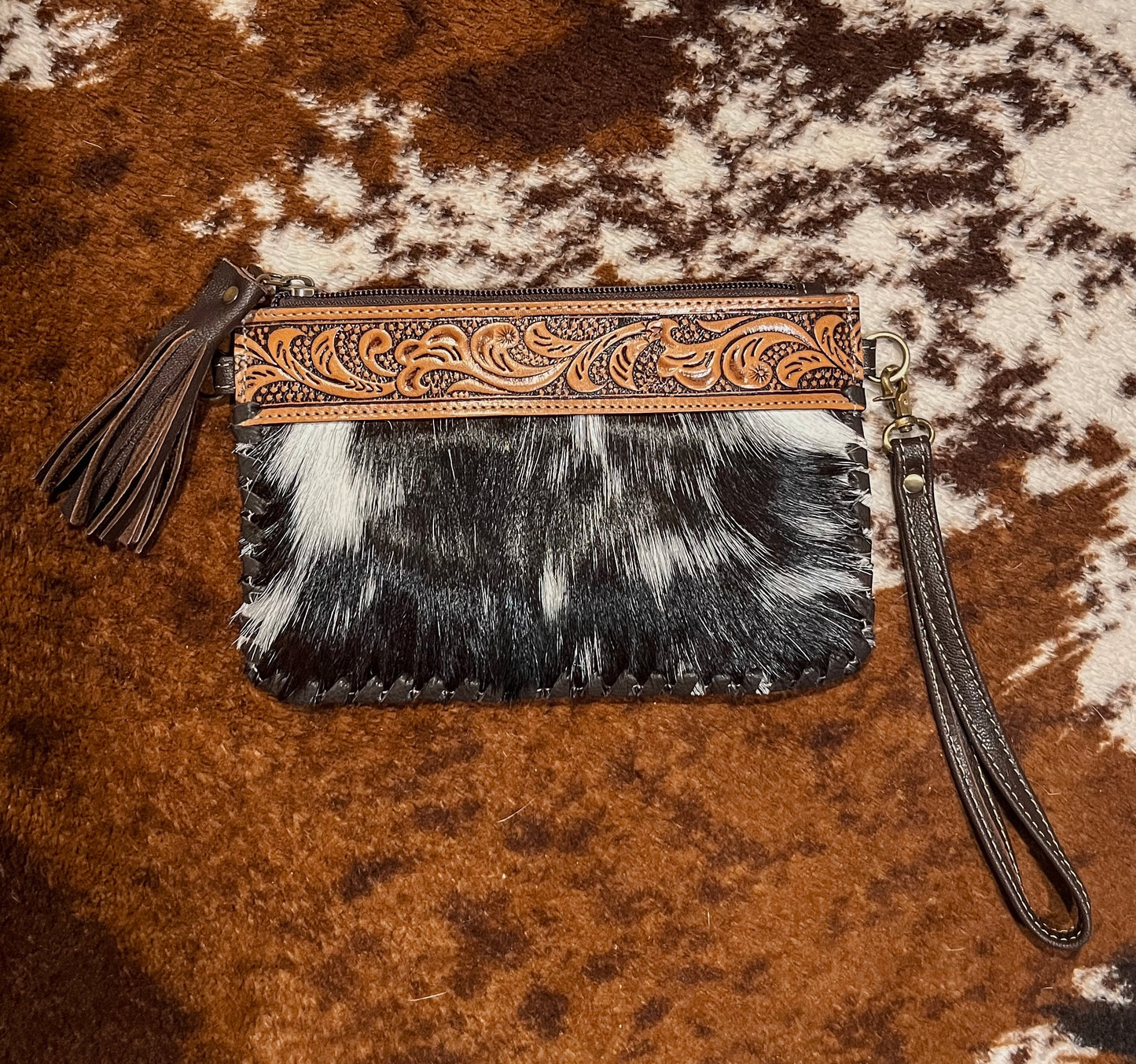 Cowhide Mini Tooled Leather Crossbody