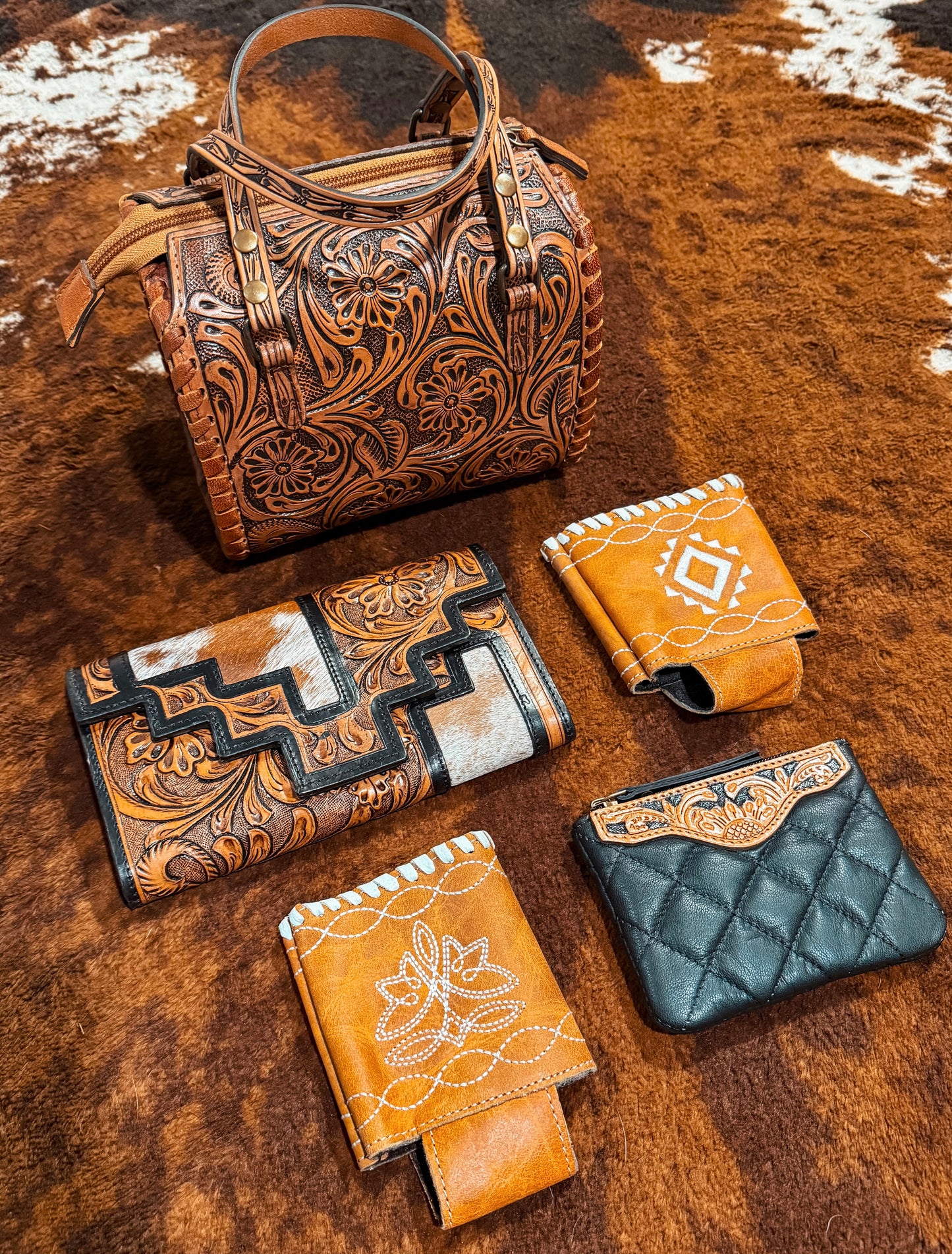Tooled Leather Coin Pouch