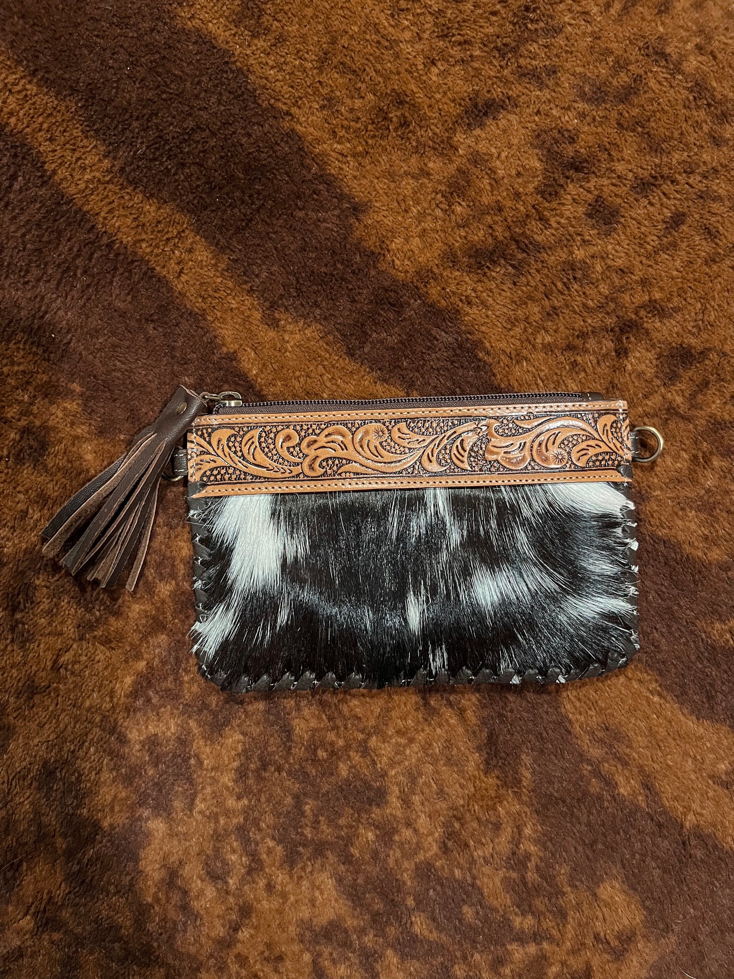 Cowhide Mini Tooled Leather Crossbody