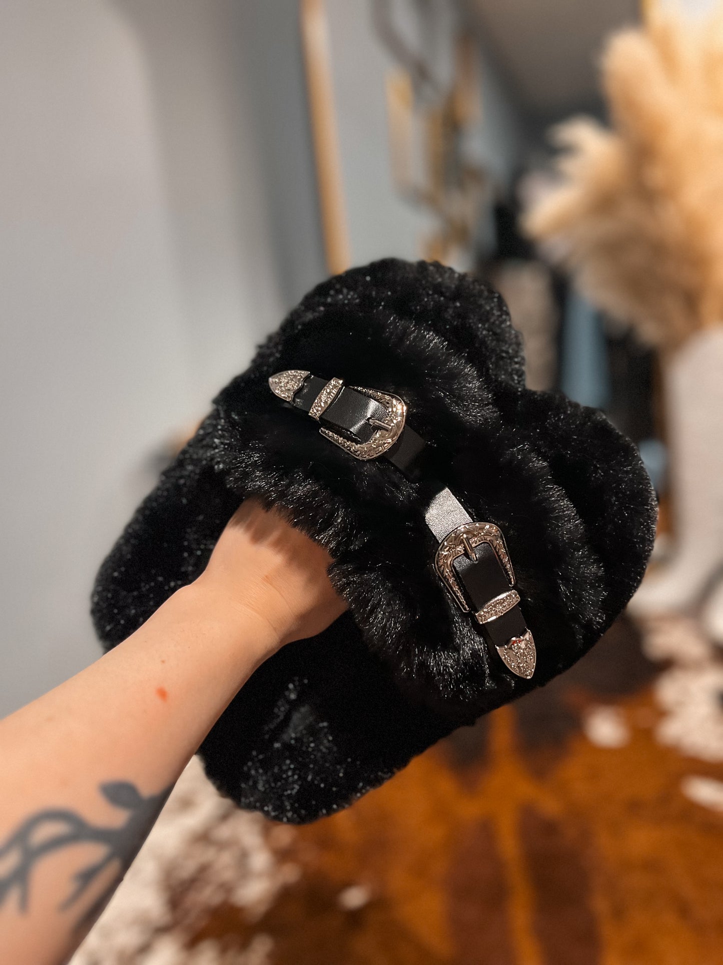 Midnight Buckle Slippers