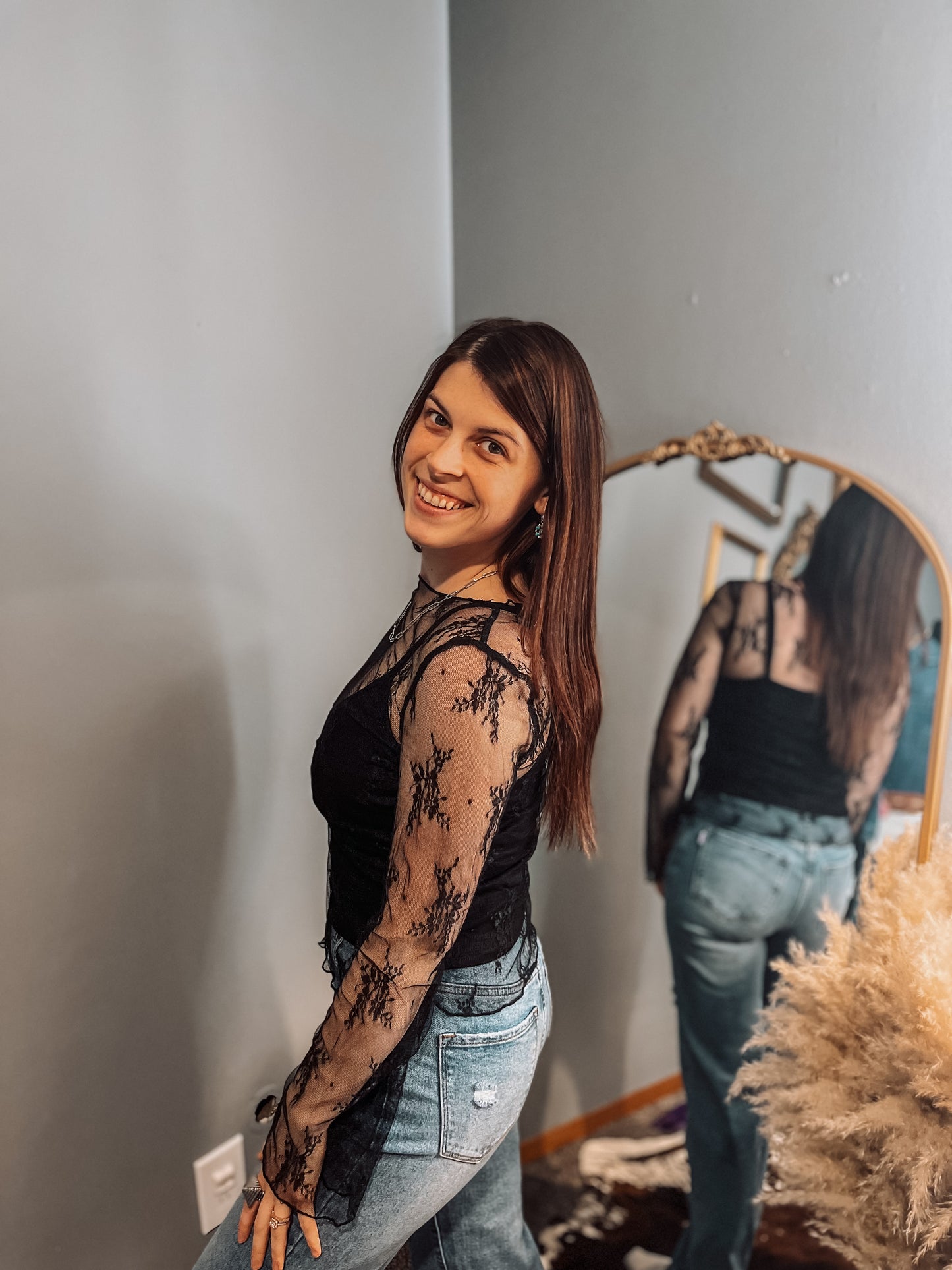 Wild Lace Top: Black