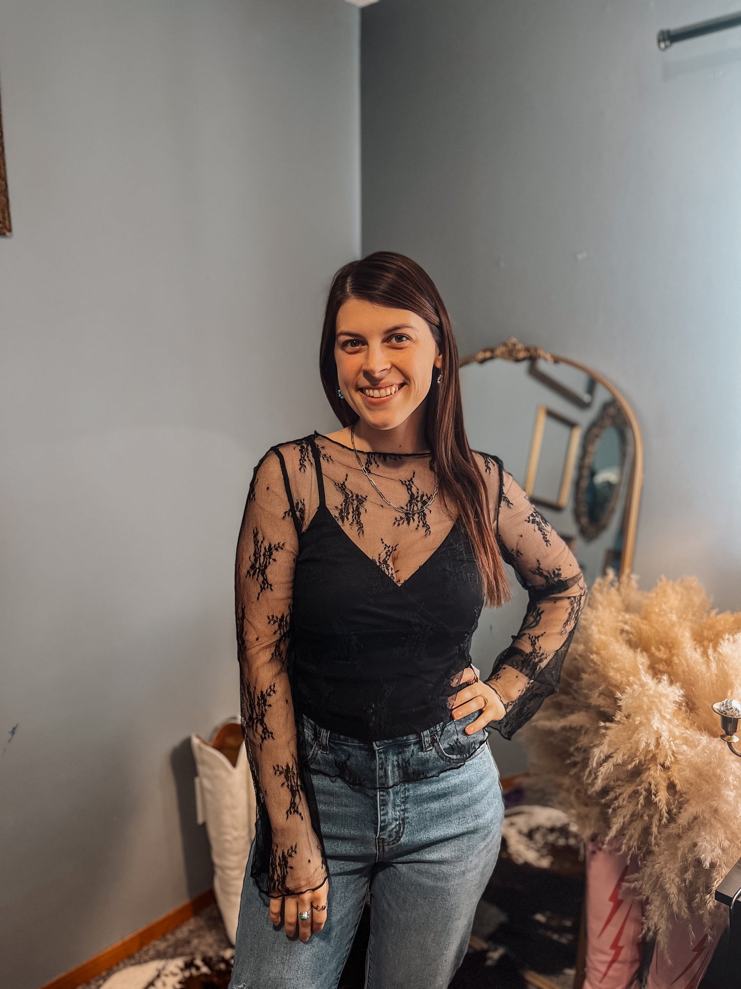 Wild Lace Top: Black