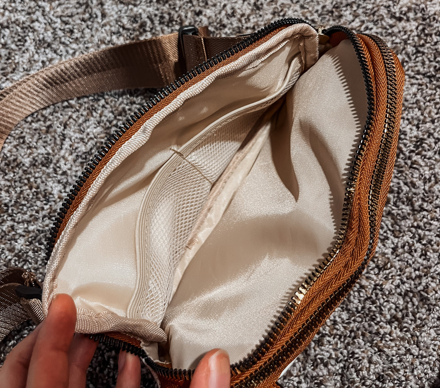 Beige Mom Crossbody Bag