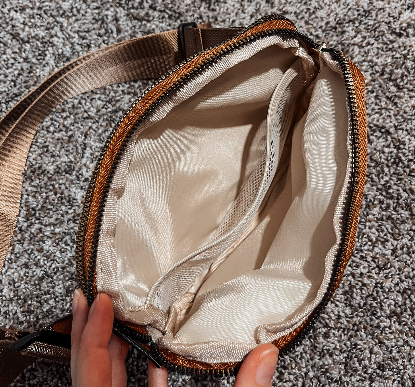 Beige Mom Crossbody Bag