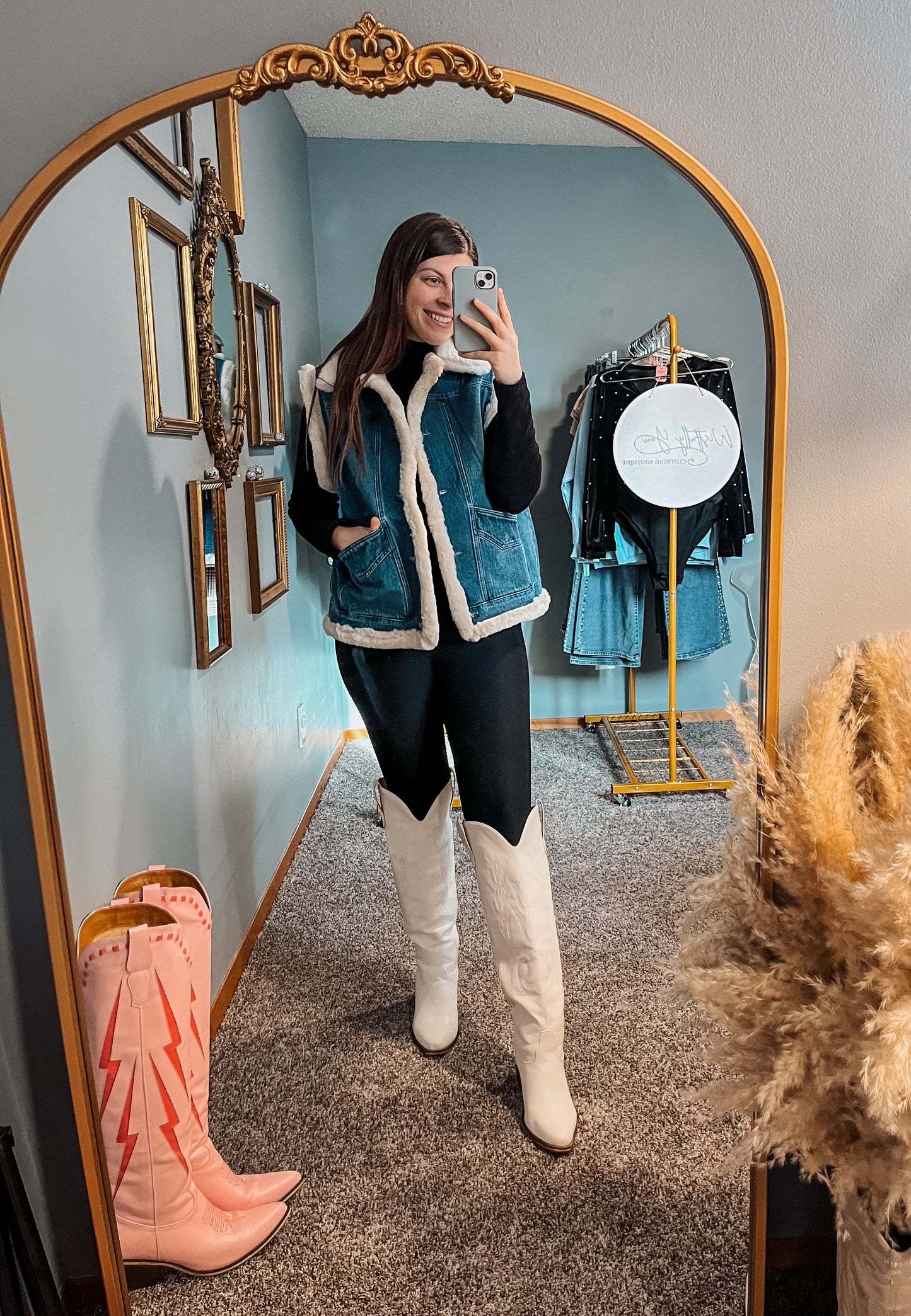 Faux Fur Denim Vest