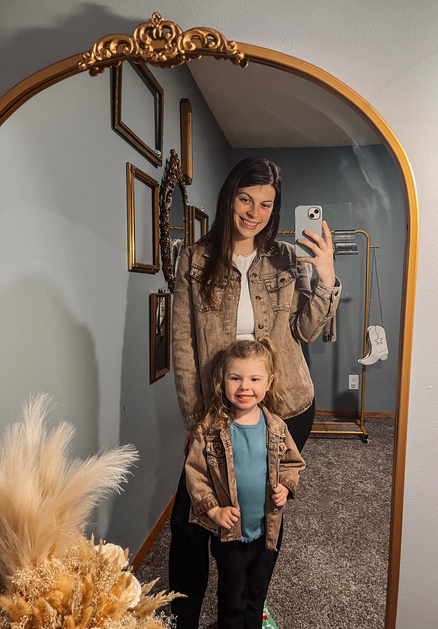 Mommy & Me Brown Denim Button Down - Womens