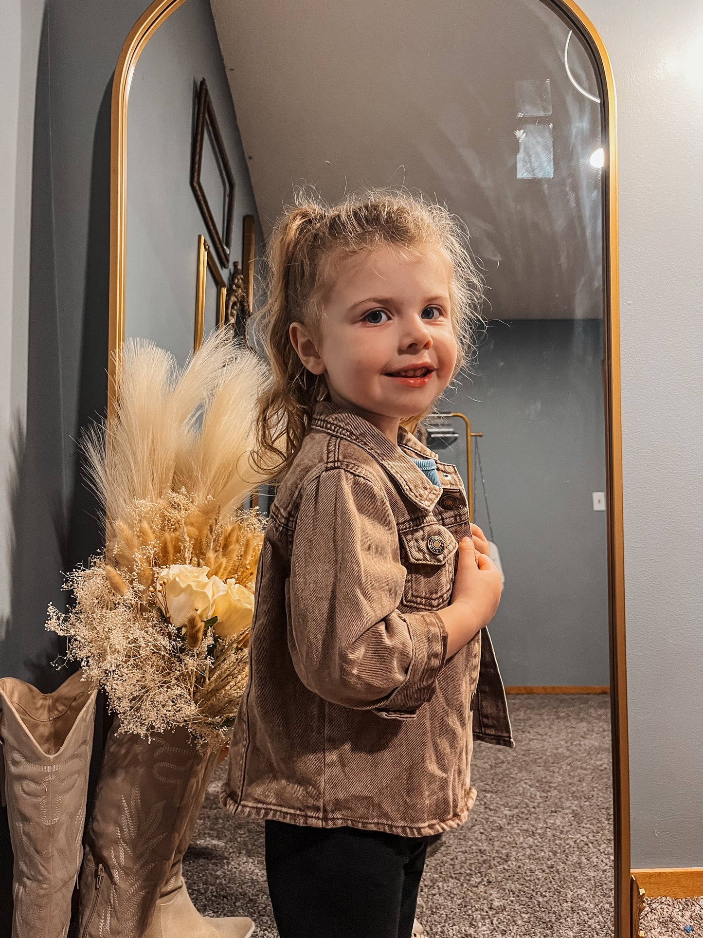 Mommy & Me Brown Denim Button Down - Toddler