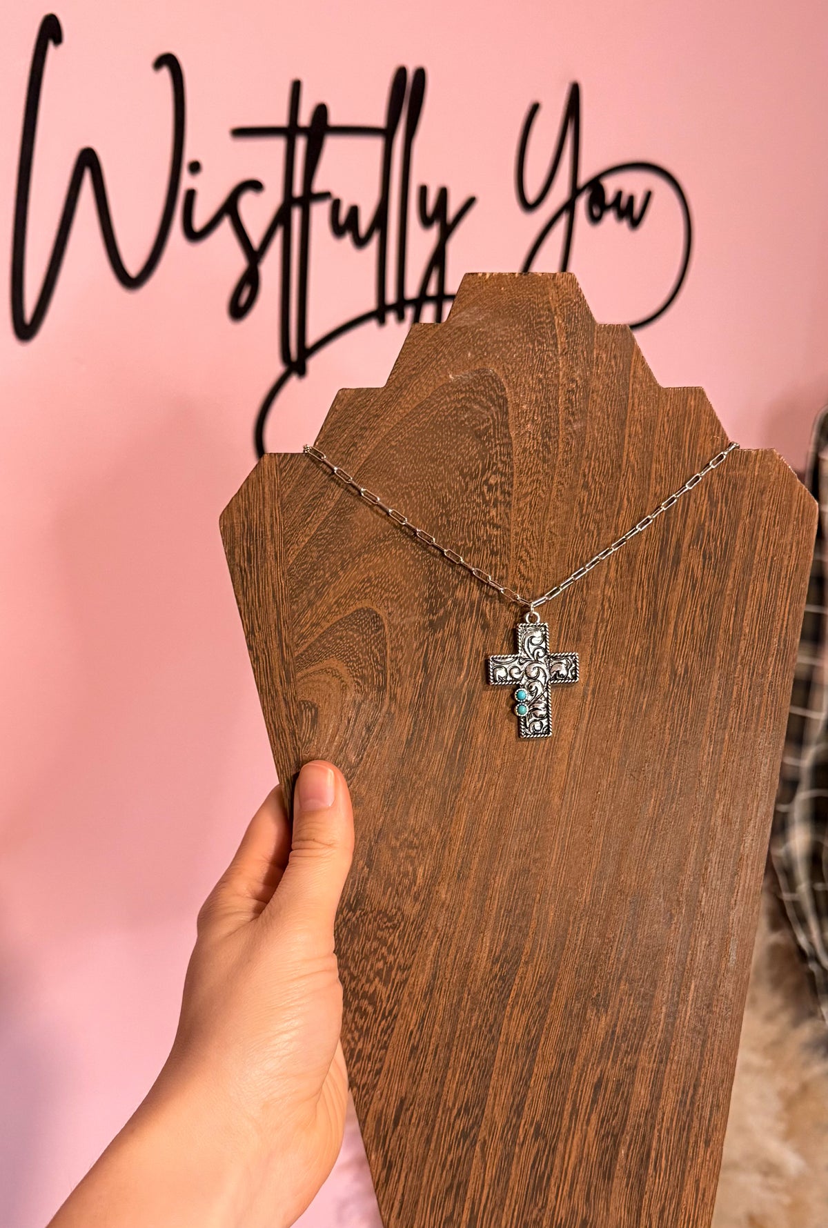 Etched Cross Necklace