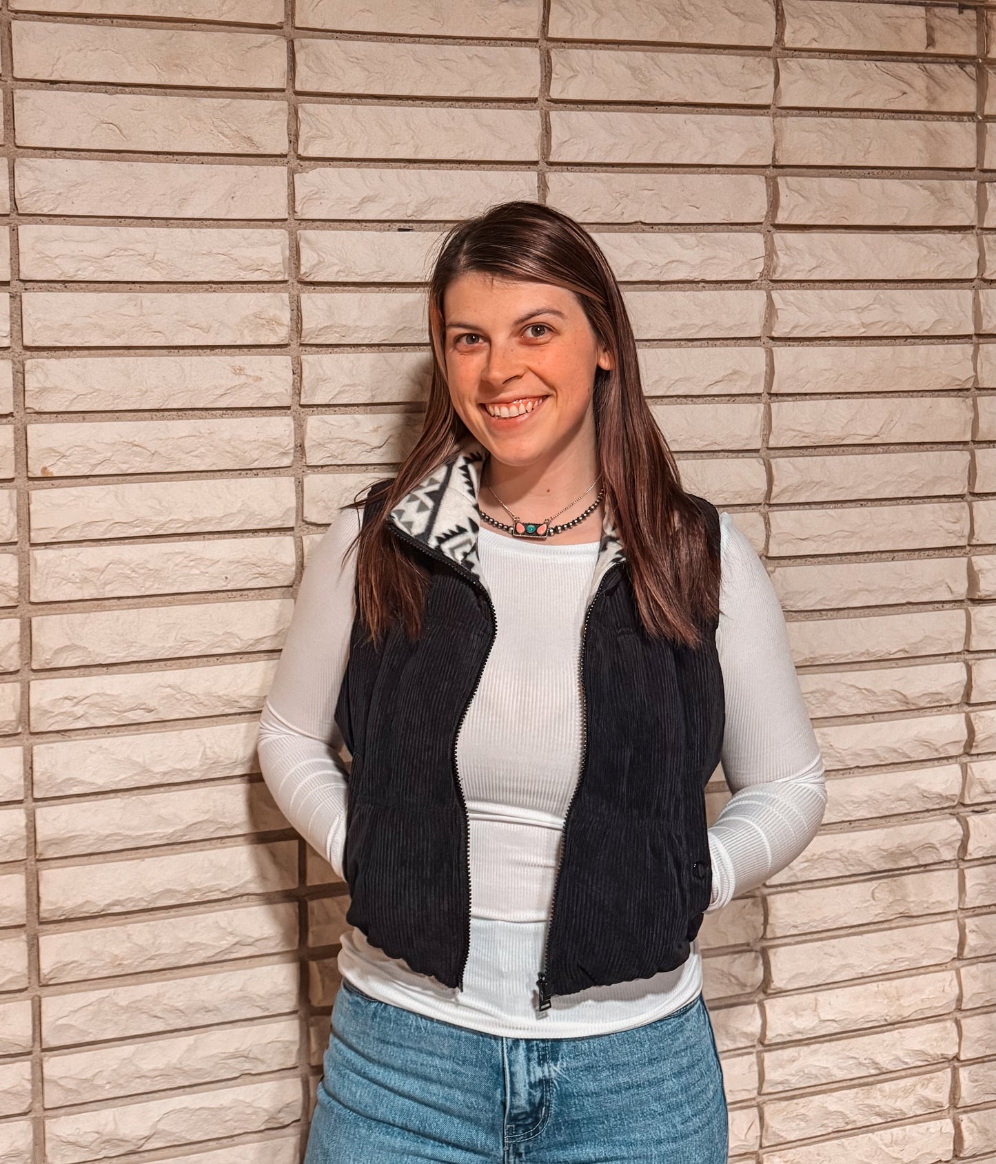 Aztec Corduroy Puffer Vest