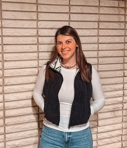 Aztec Corduroy Puffer Vest