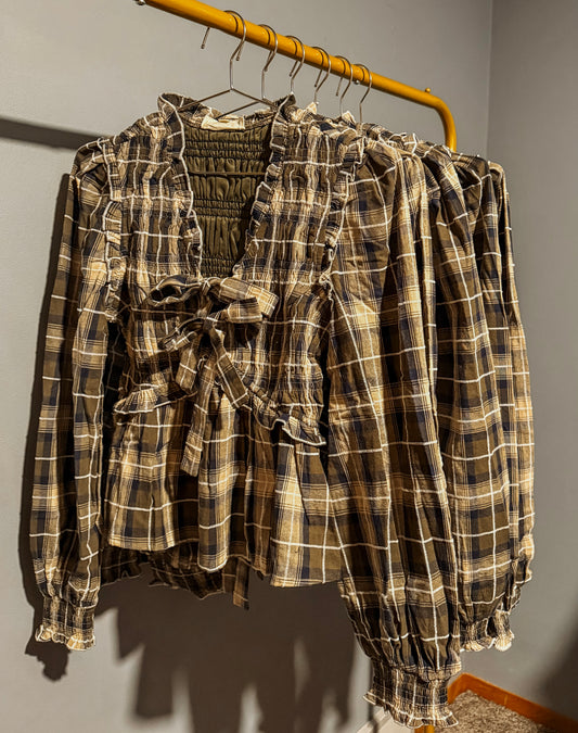 Sadie Plaid Bow Blouse
