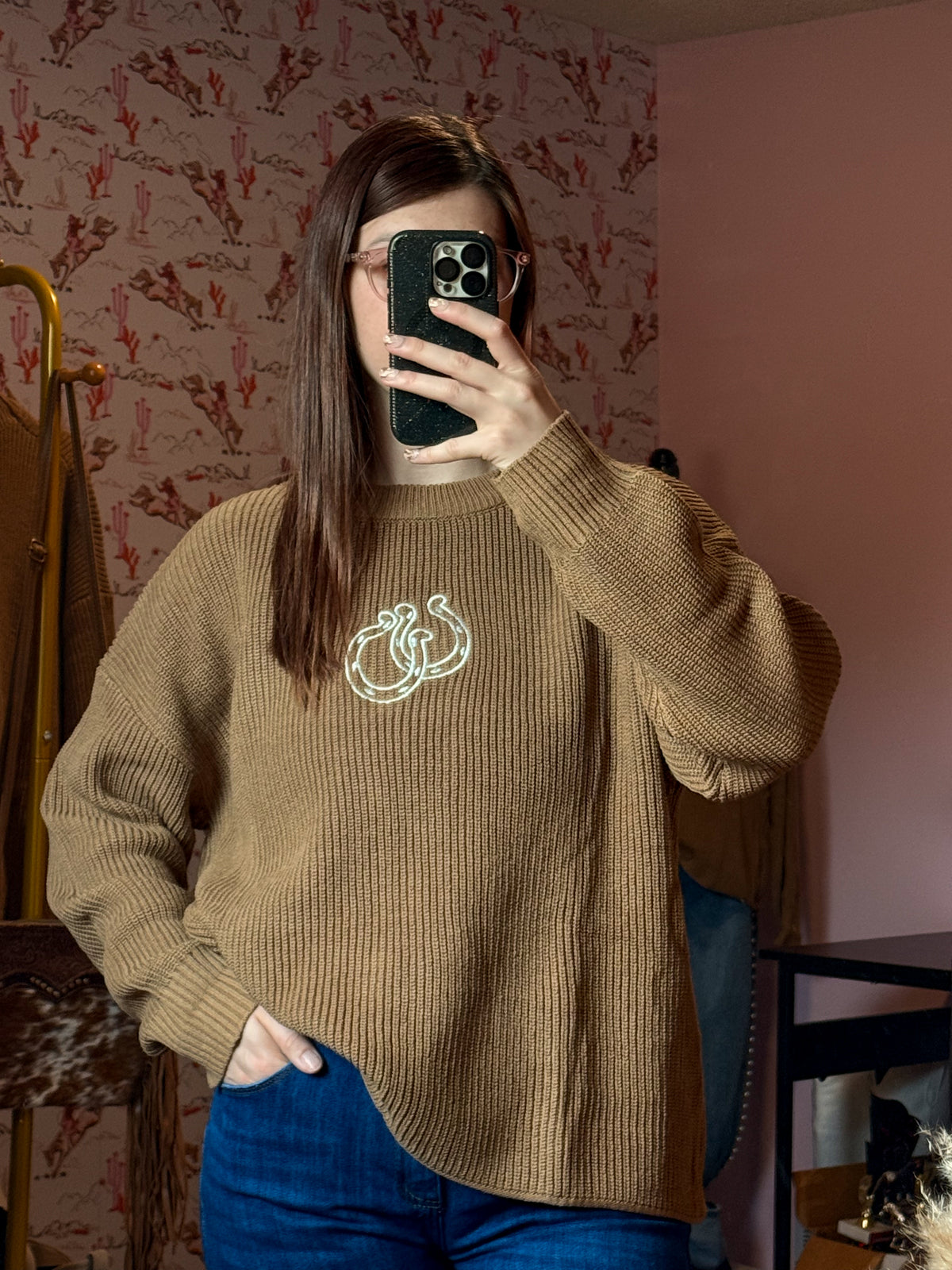 Mocha Horseshoe Knit Sweater