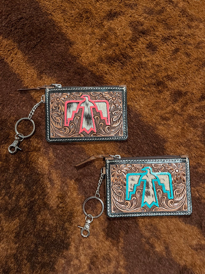 Tooled Leather Cowhide Keychain Wallet