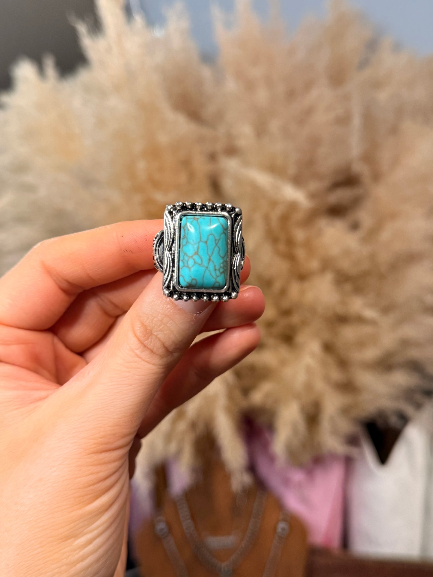 Faux Turquoise Stone Stretch Ring