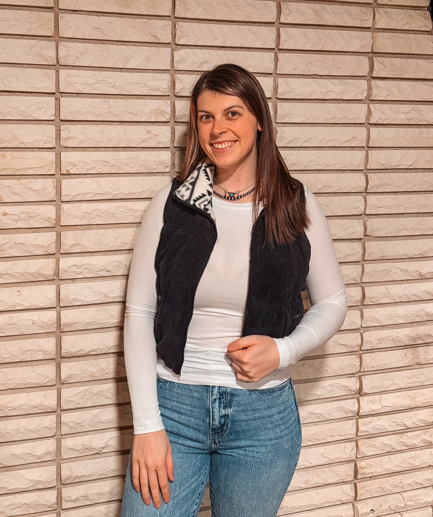 Aztec Corduroy Puffer Vest