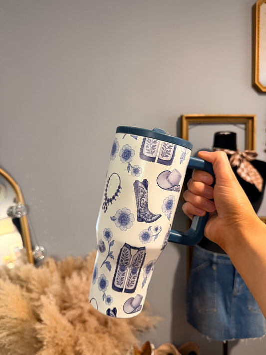 Western Chinoiserie Flip Top Tumbler: 32oz
