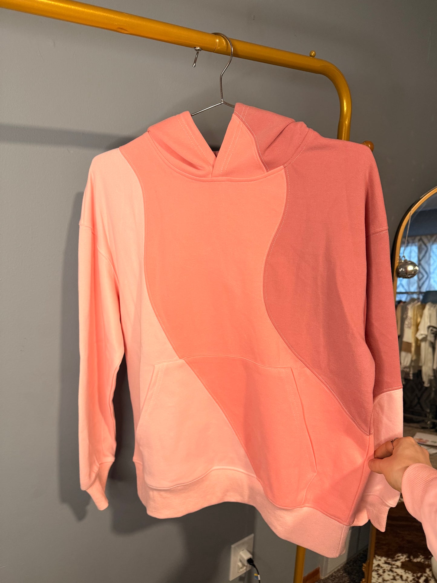 Pink Color Block Hoodie