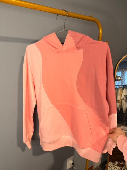 Pink Color Block Hoodie