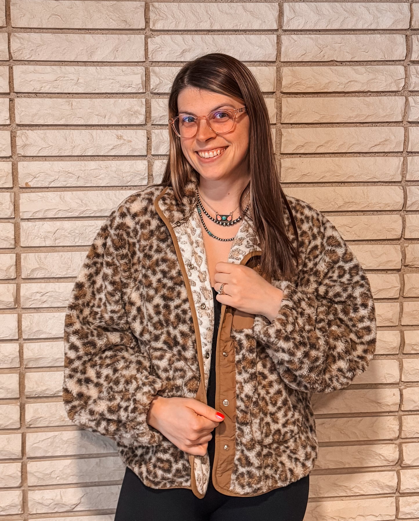Leopard Fleece Oversized Jacket