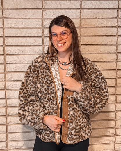 Leopard Fleece Oversized Jacket
