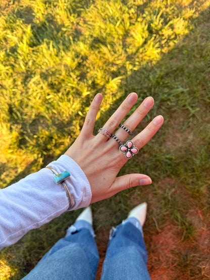 Sterling Silver Pearls Stretch Ring