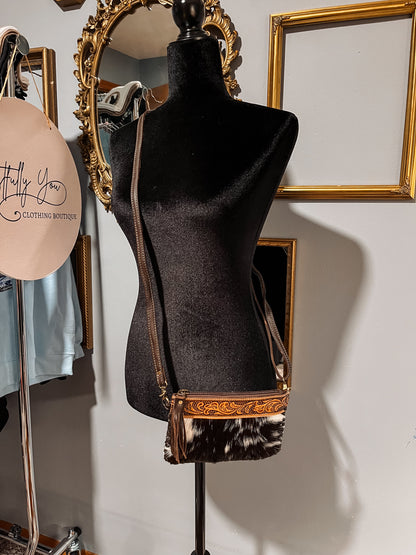Cowhide Mini Tooled Leather Crossbody