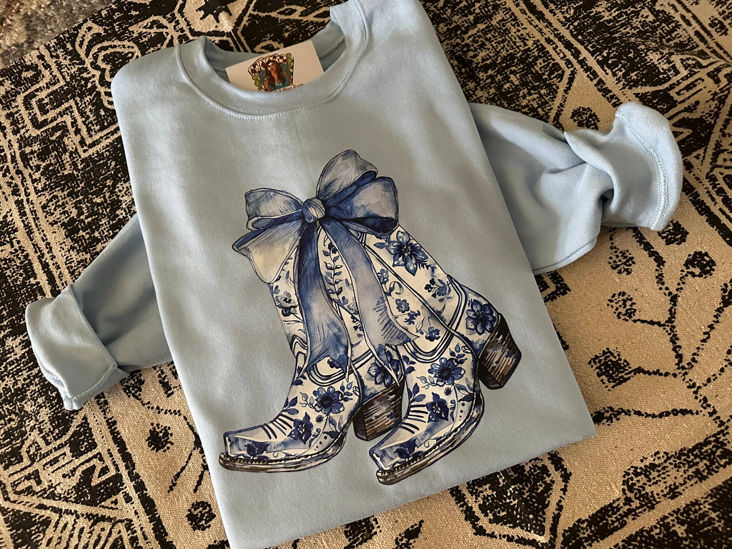 Powder Blue Boots Graphic Crewneck