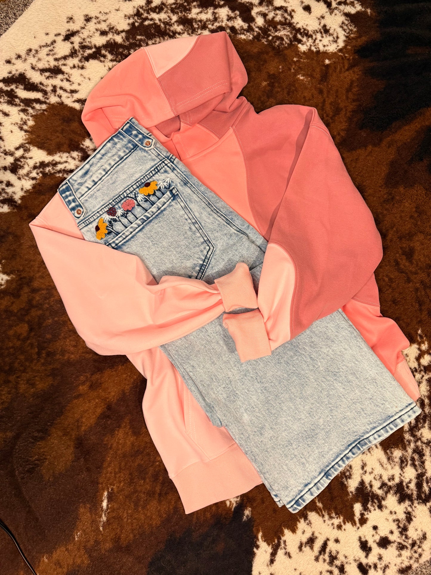 Pink Color Block Hoodie