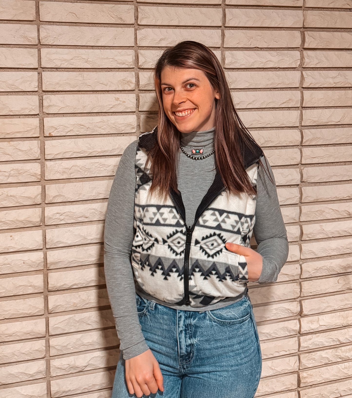 Aztec Corduroy Puffer Vest