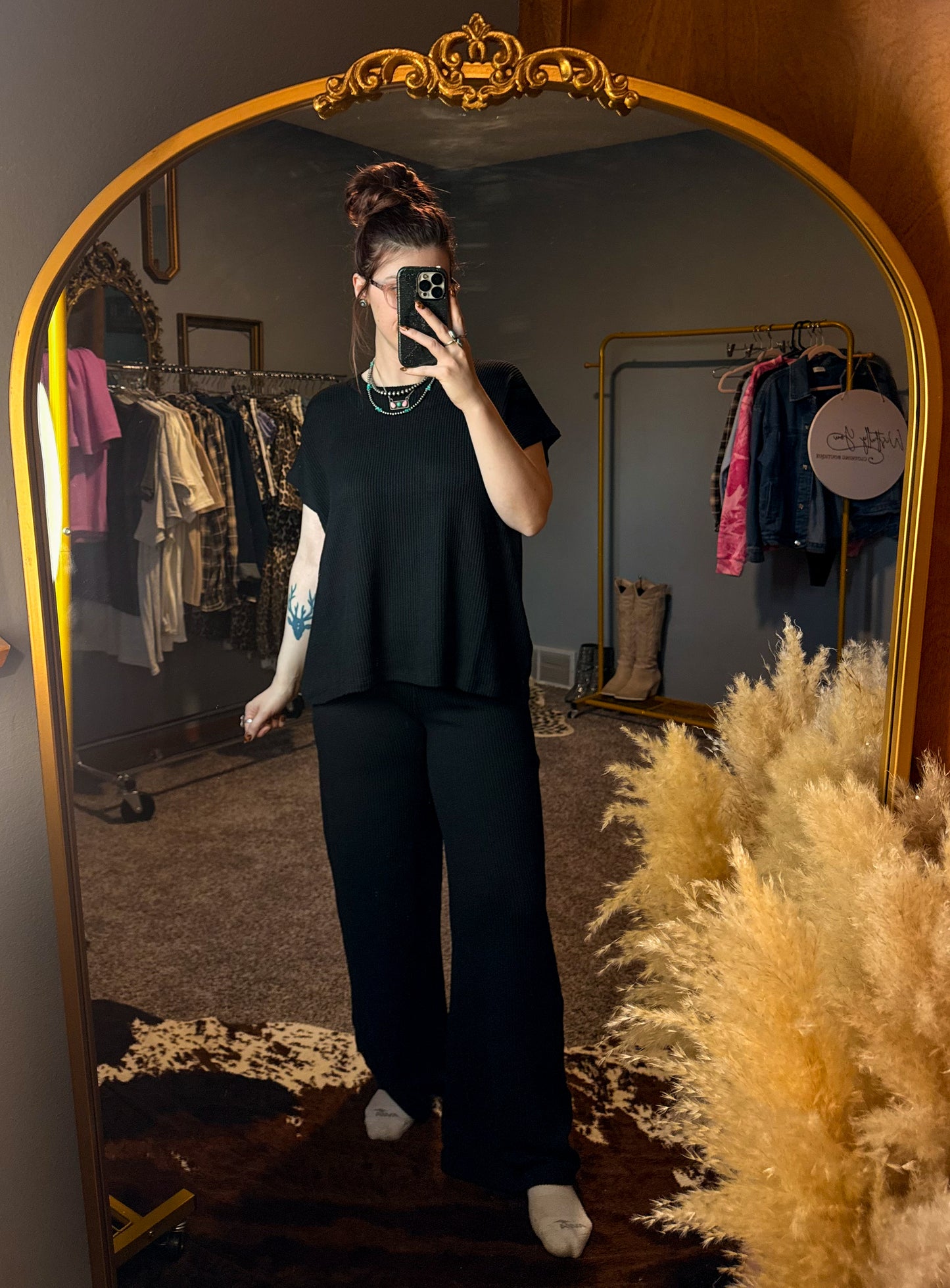 Everyday Ribbed Lounge Set: Black