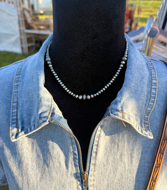 Sterling Silver Pearl Necklace 16"