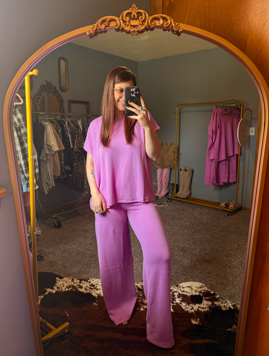 Everyday Ribbed Lounge Set: Spring Violet