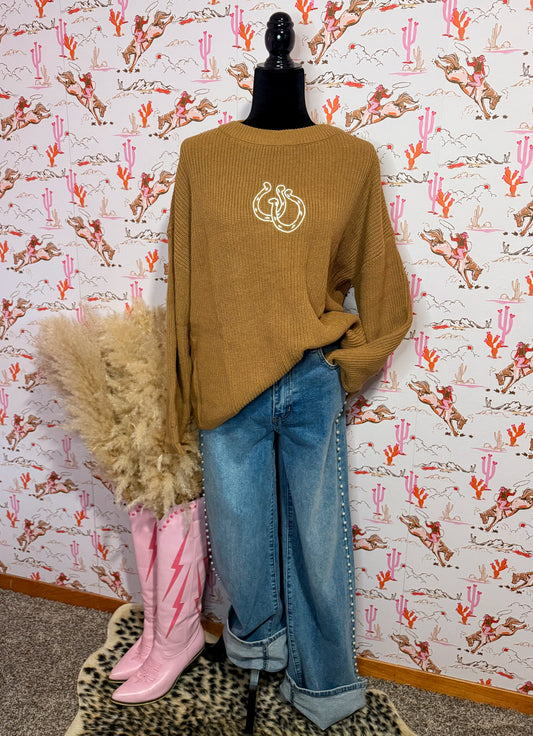 Mocha Horseshoe Knit Sweater