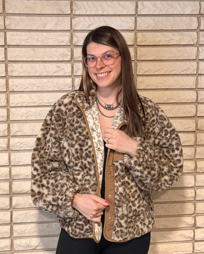 Leopard Fleece Oversized Jacket