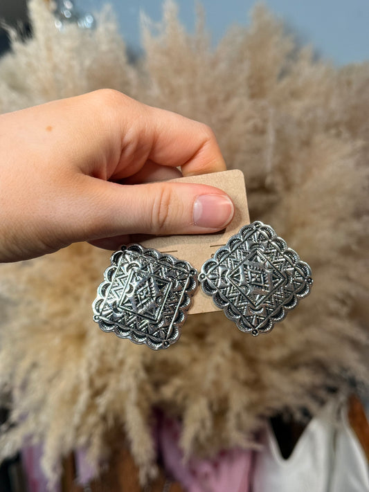 Square Concho Earrings