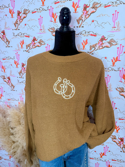 Mocha Horseshoe Knit Sweater