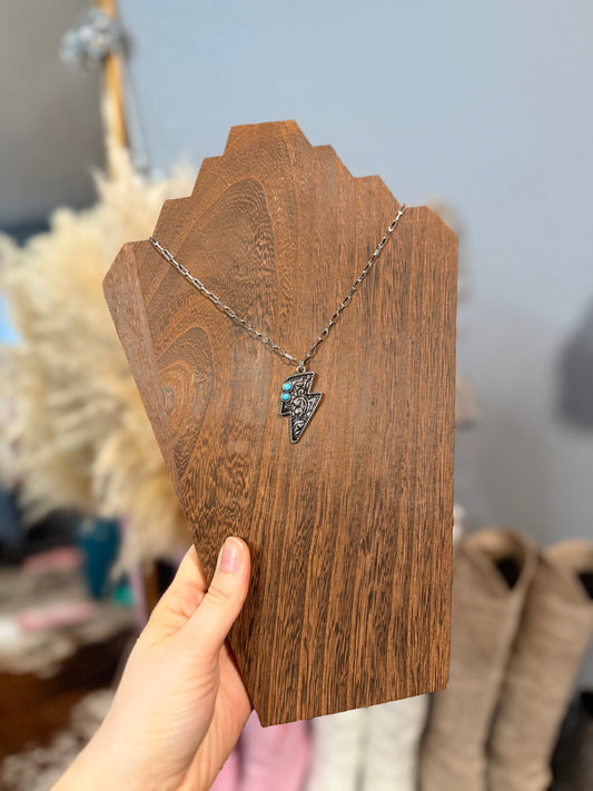 Etched Lightning Bolt Necklace