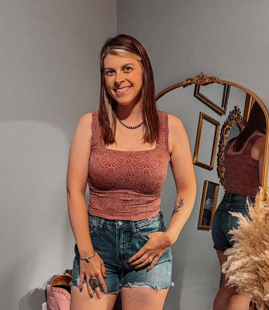 Maroon: Spandex Jacquard Tank