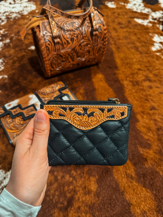 Tooled Leather Coin Pouch