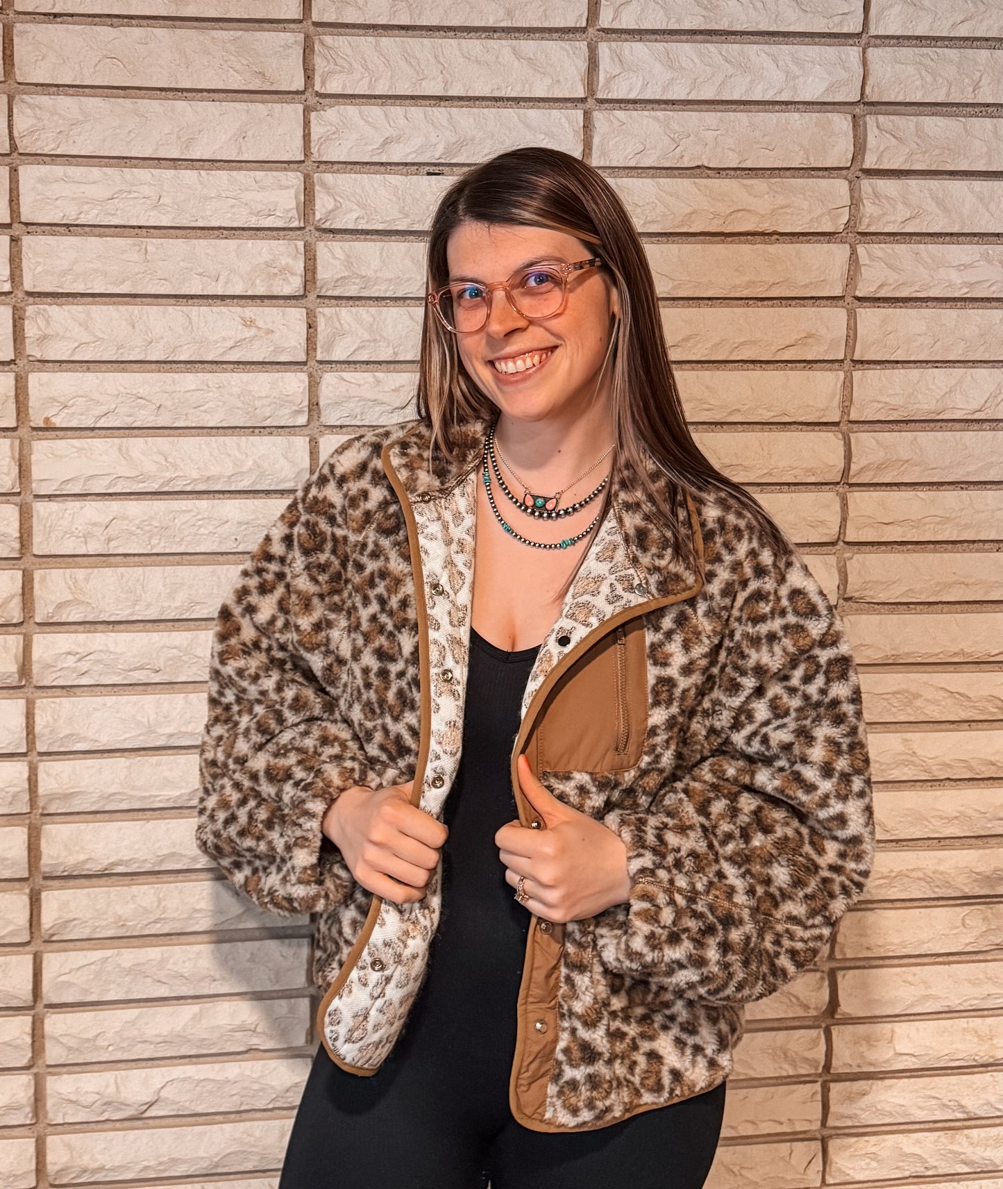 Leopard Fleece Oversized Jacket