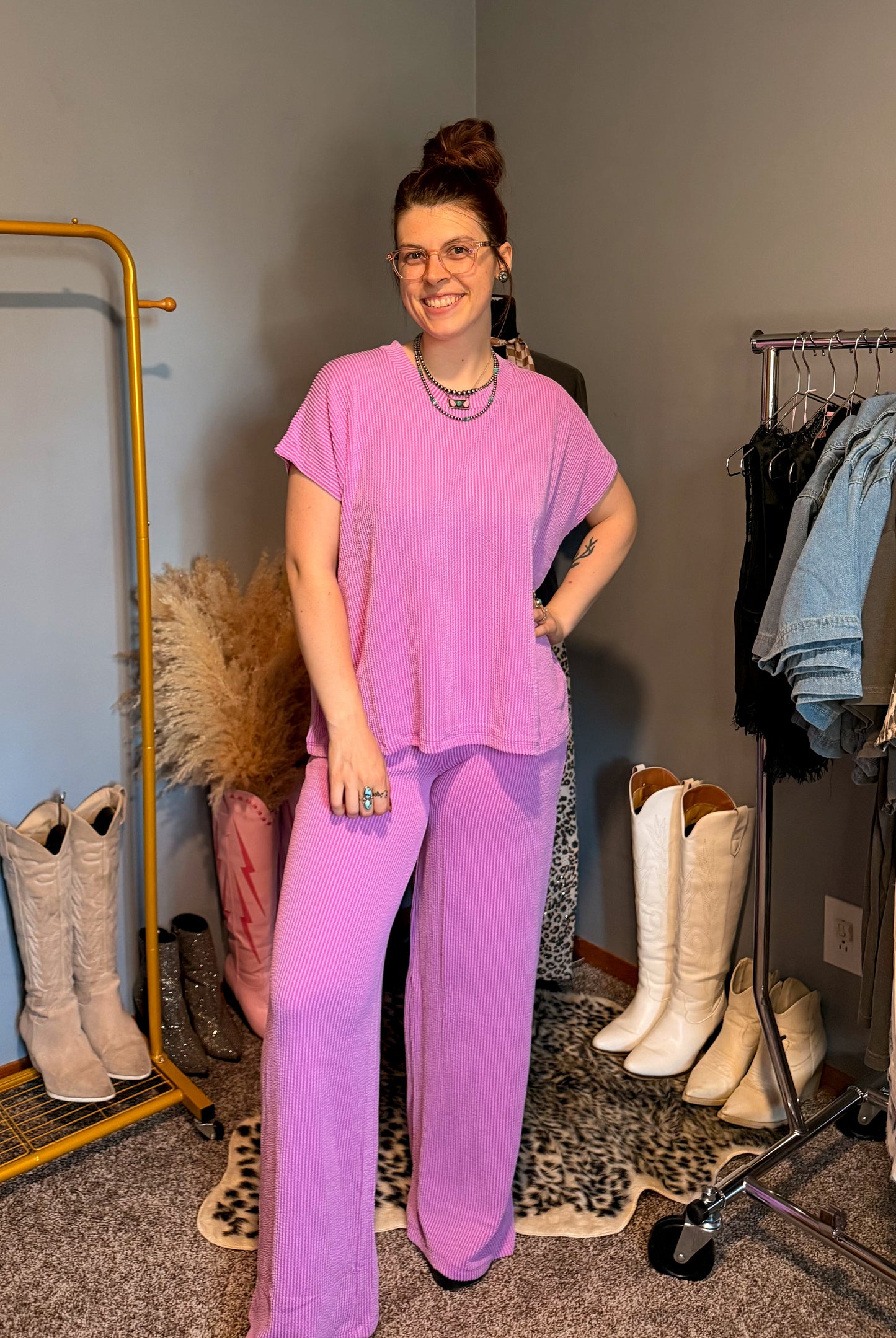 Everyday Ribbed Lounge Set: Spring Violet