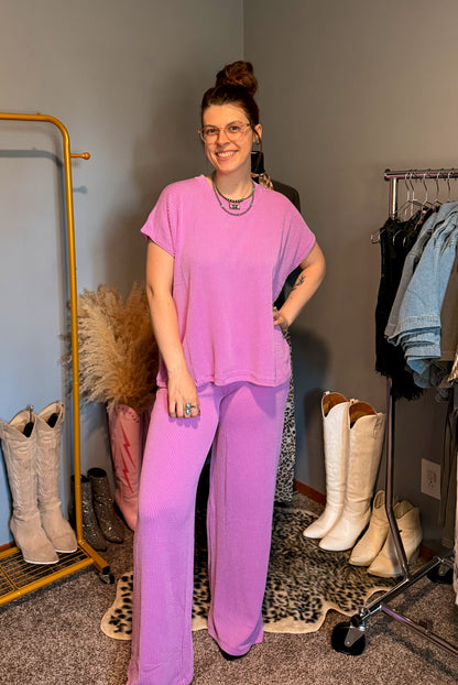 Everyday Ribbed Lounge Set: Spring Violet