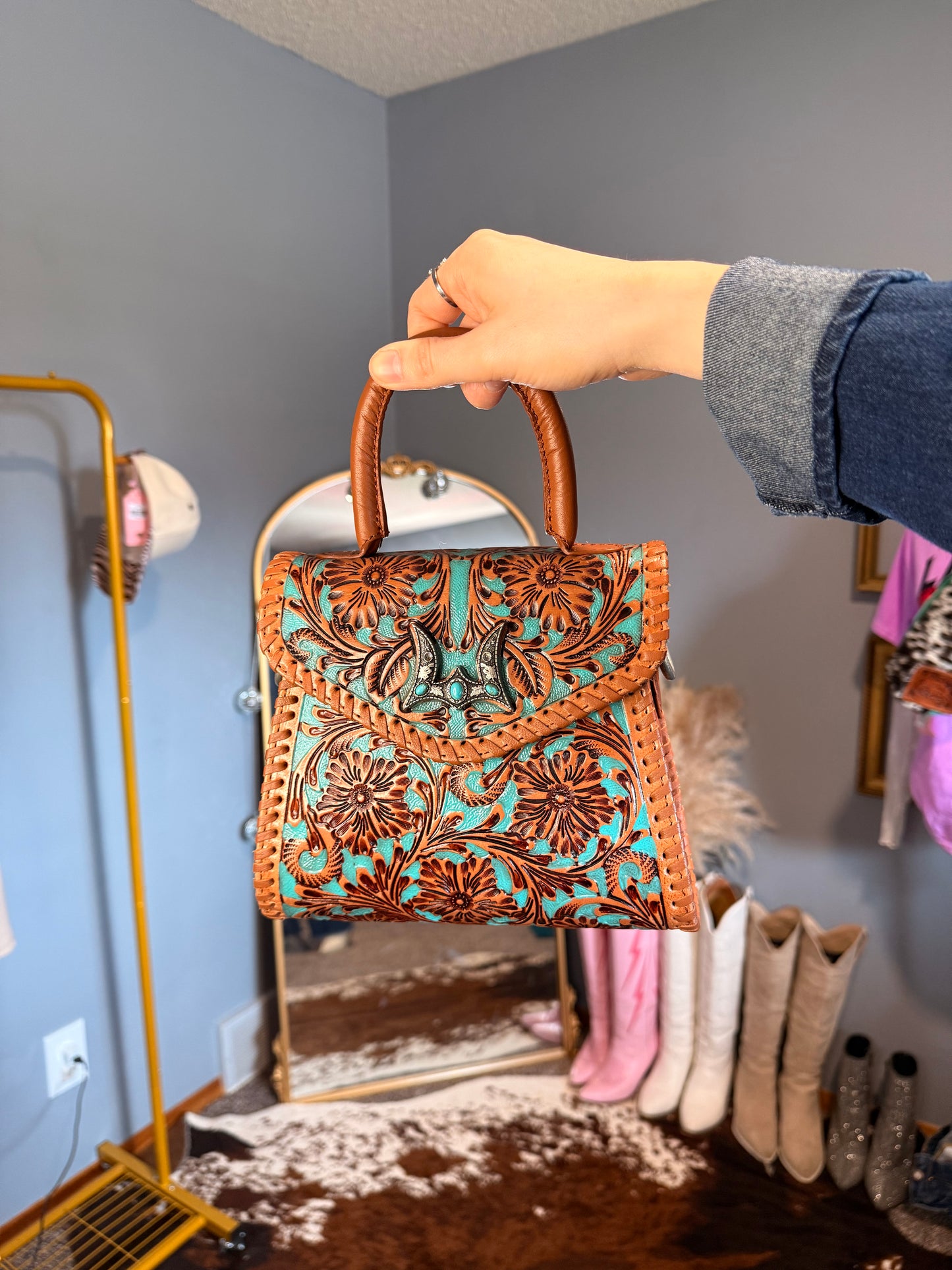 Loyal West Leon Mini Handle Purse - Whiskey & Water