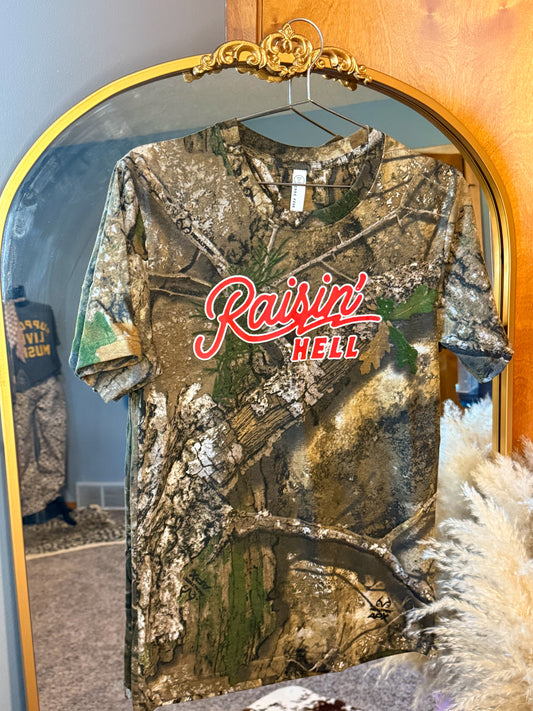 Raisin' Hell Camo Tee